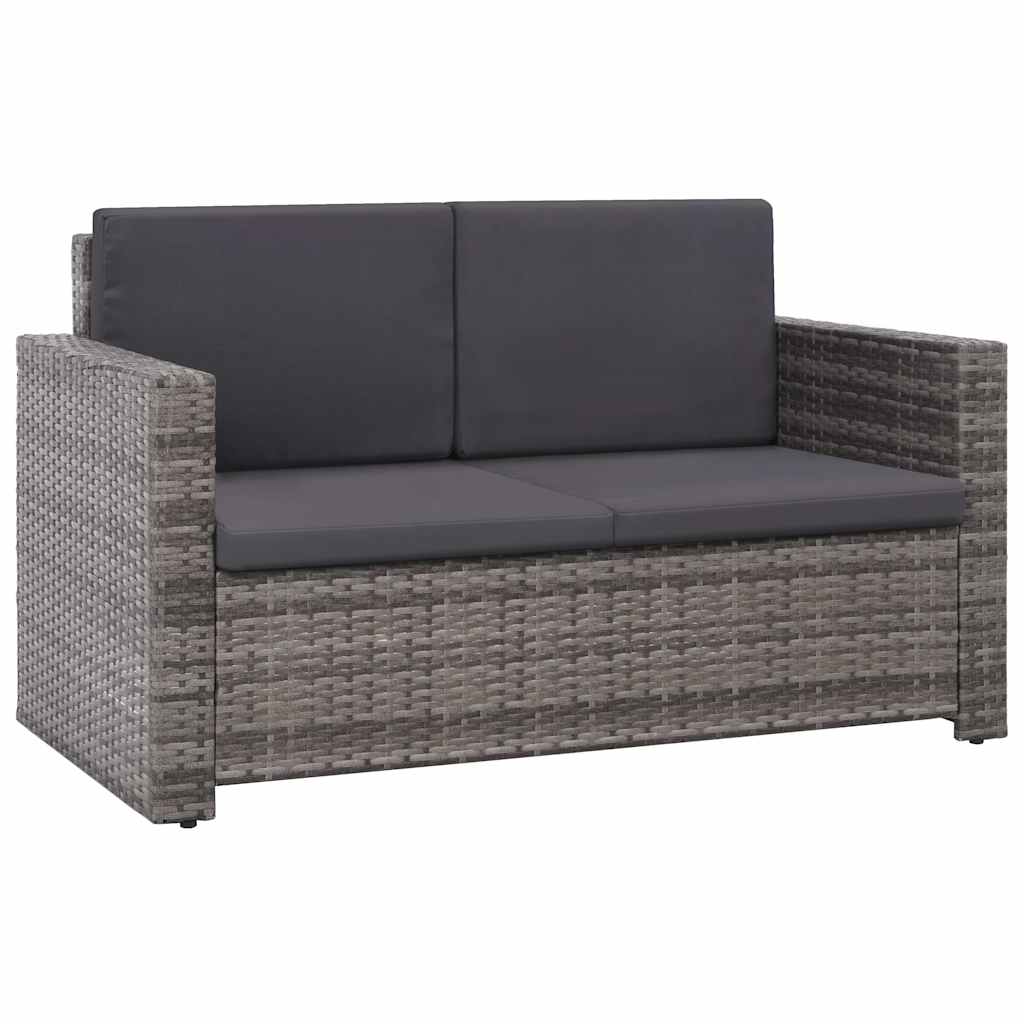 vidaXL 2-delige Loungeset met kussens poly rattan bruin