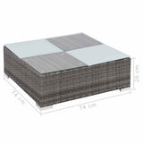 vidaXL 8-delige Loungeset met kussens poly rattan bruin