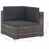 vidaXL 8-delige Loungeset met kussens poly rattan bruin