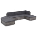 vidaXL 6-delige Loungeset met kussens poly rattan bruin