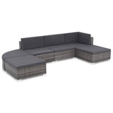 vidaXL 6-delige Loungeset met kussens poly rattan bruin