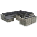 vidaXL 10-delige Loungeset met kussens poly rattan bruin
