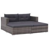 vidaXL 3-Piece Lounge Set with Cushions Poly Rattan Brown