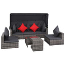 vidaXL 7-delige Loungeset met luifel poly rattan zwart