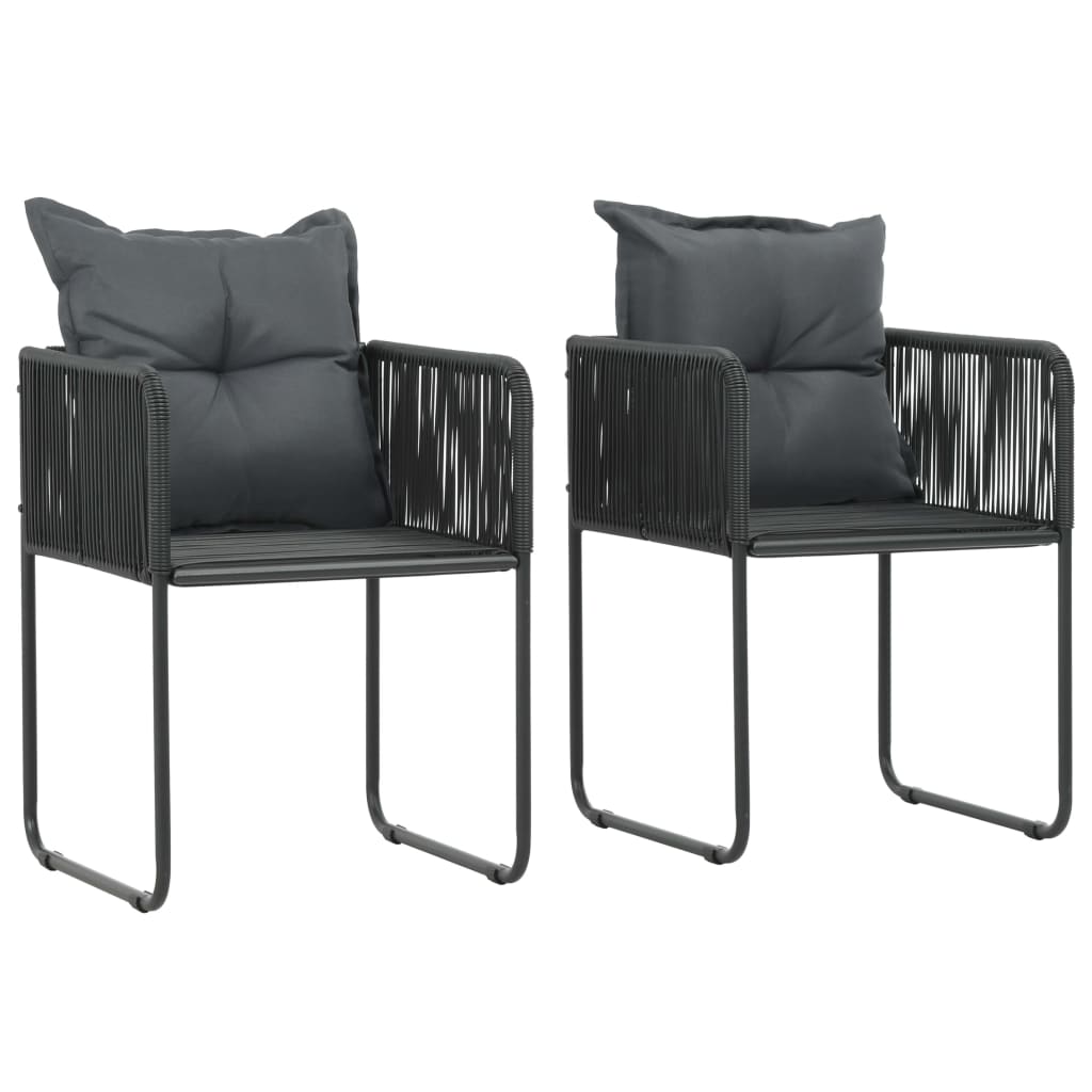 vidaXL Tuinstoelen 4 st met kussens poly rattan zwart