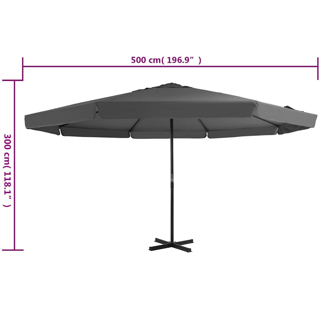 vidaXL Parasol Samos 500 cm aluminium wit