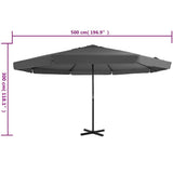 vidaXL Parasol Samos 500 cm aluminium wit