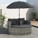 vidaXL Tuinbed met parasol poly rattan bruin