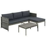 vidaXL 3-delige Loungeset met kussens poly rattan bruin