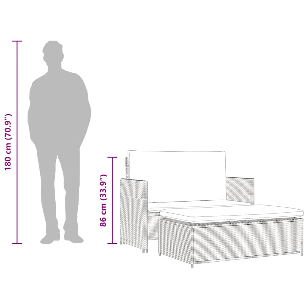 vidaXL Tuinbank poly rattan bruin