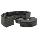 vidaXL 7-delige Loungeset met kussens poly rattan grijs