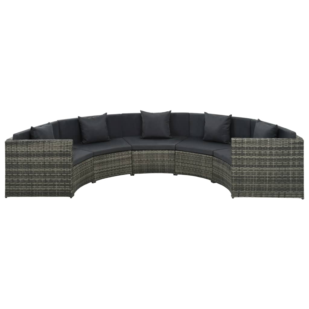 vidaXL 7-delige Loungeset met kussens poly rattan grijs