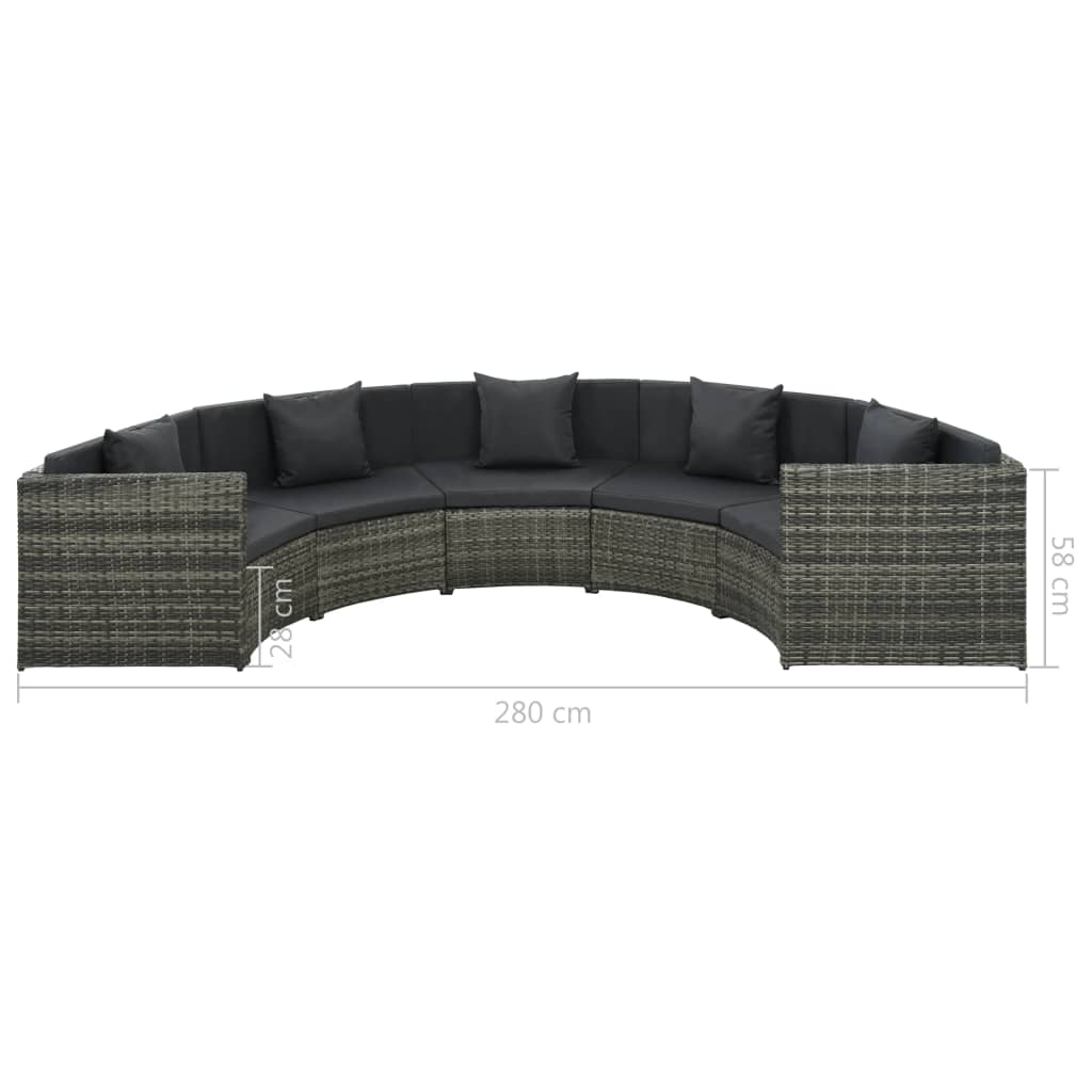 vidaXL 7-delige Loungeset met kussens poly rattan grijs