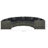 vidaXL 7-delige Loungeset met kussens poly rattan grijs