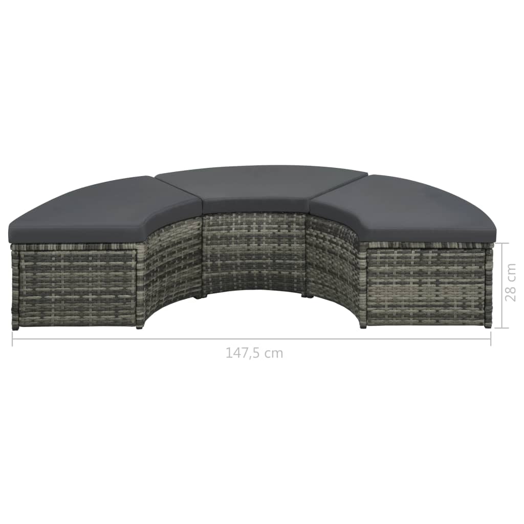vidaXL 7-delige Loungeset met kussens poly rattan grijs