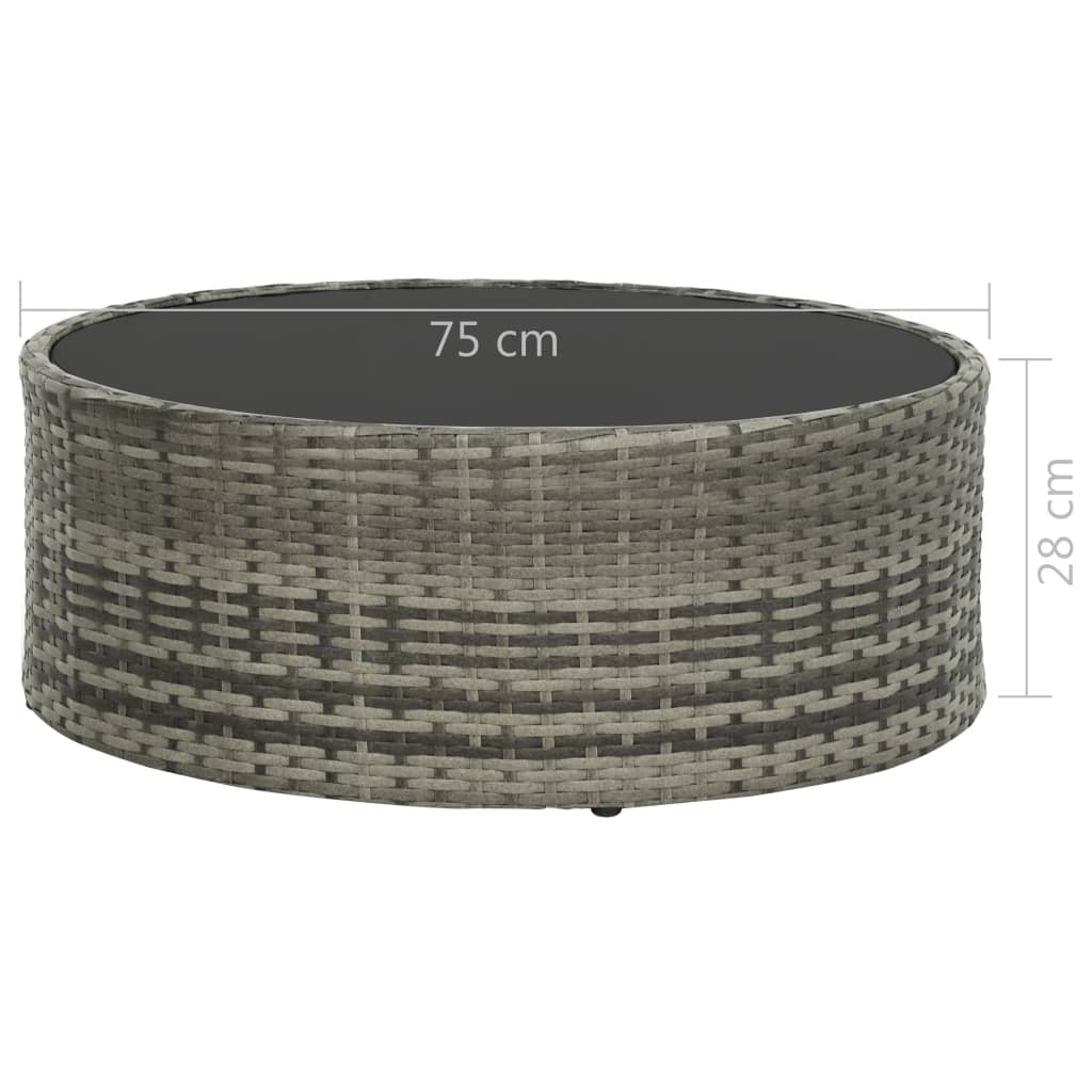 vidaXL 7-delige Loungeset met kussens poly rattan grijs