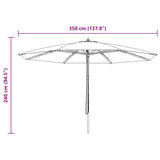 vidaXL Parasol met houten paal 350 cm zandwit