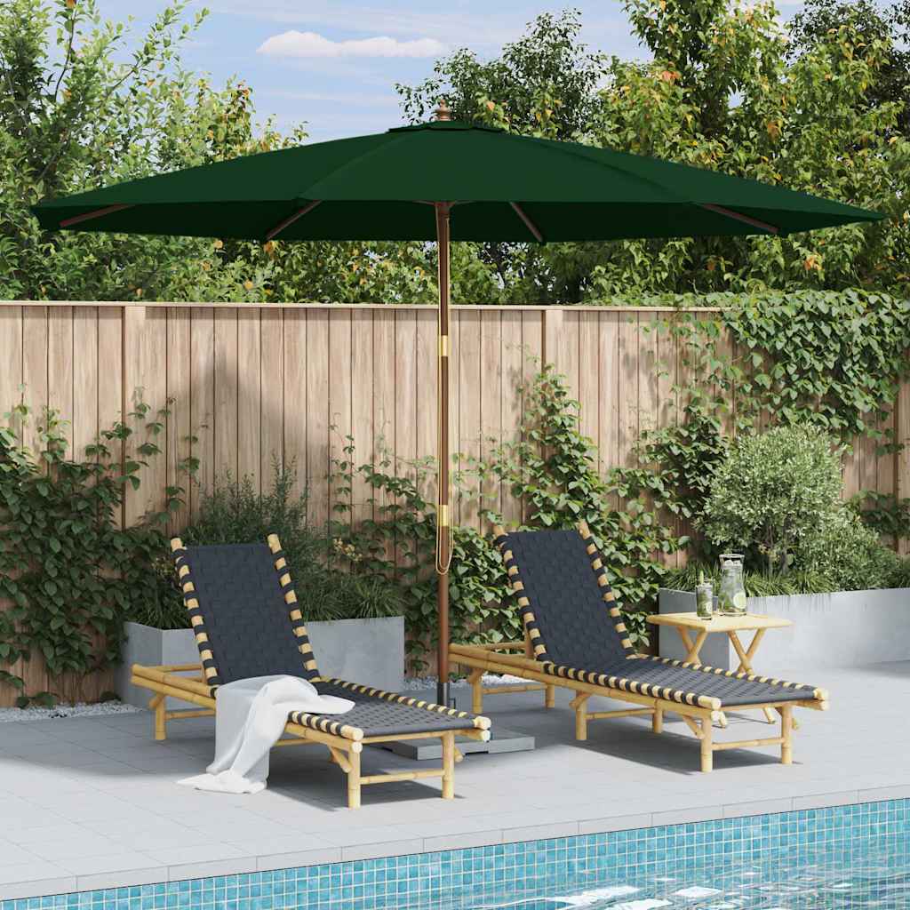 vidaXL Parasol met houten paal 350 cm zandwit