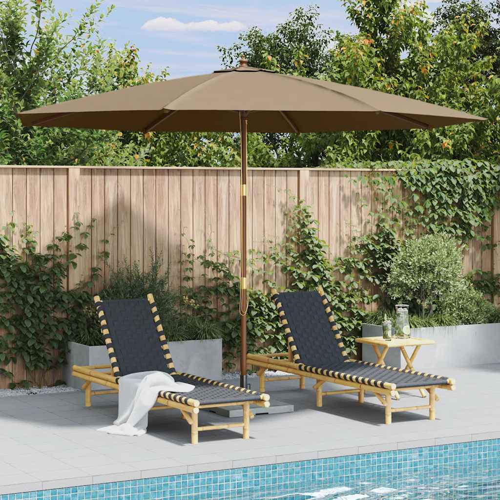 vidaXL Parasol met houten paal 350 cm zandwit