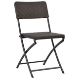 vidaXL Folding Garden Chairs 2 pcs HDPE and Steel Brown