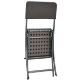 vidaXL Folding Garden Chairs 2 pcs HDPE and Steel Brown