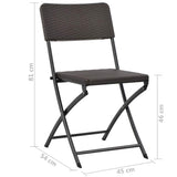 vidaXL Folding Garden Chairs 2 pcs HDPE and Steel Brown