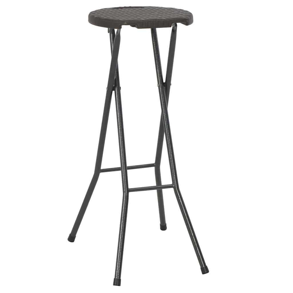 vidaXL Barkrukken inklapbaar 2 st rattan look HDPE en staal bruin