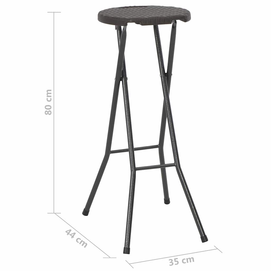 vidaXL Barkrukken inklapbaar 2 st rattan look HDPE en staal bruin