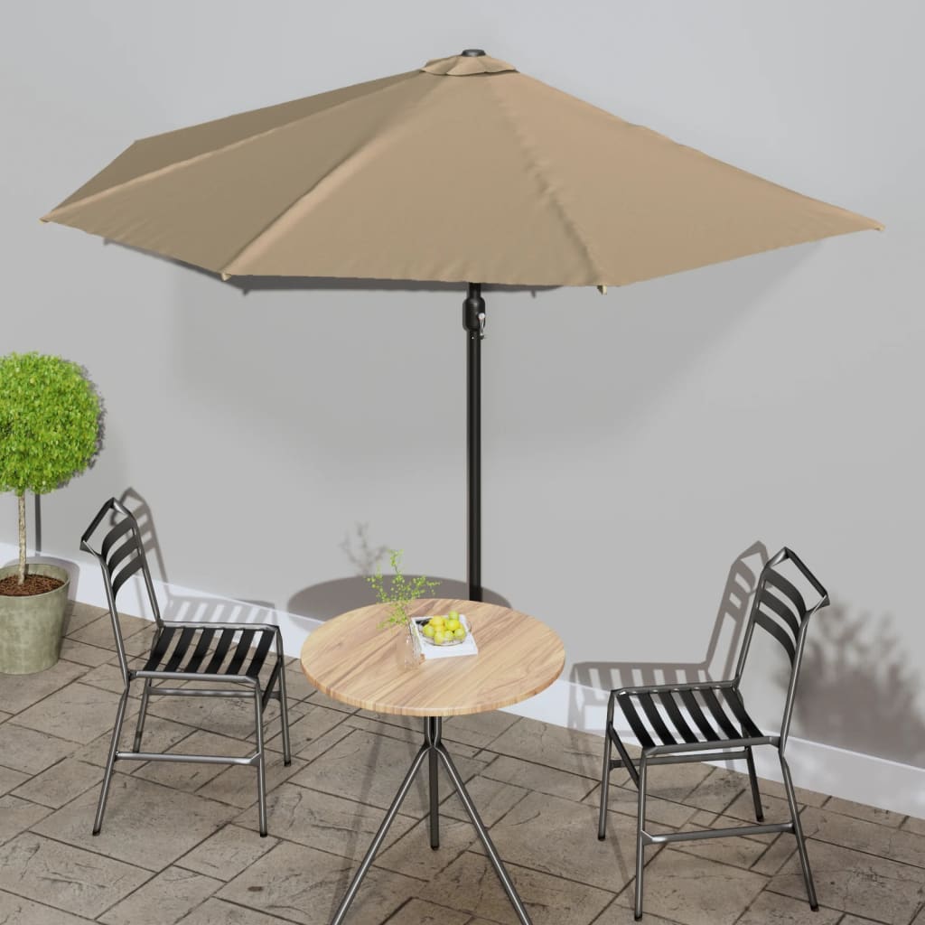 vidaXL Balkonparasol half met aluminium paal 270x144x222 cm terracotta