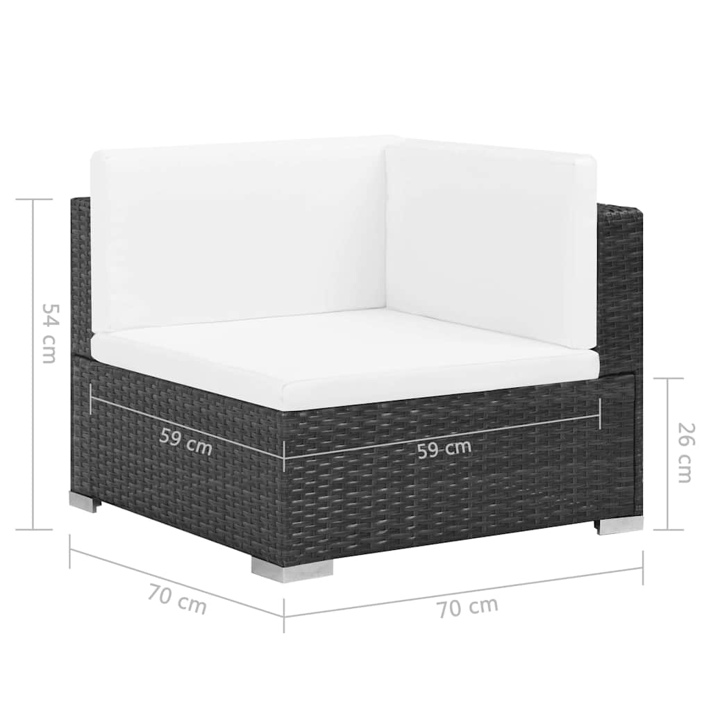 vidaXL 7-Piece Lounge Set with Cushions Poly Rattan Black