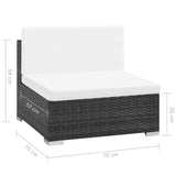 vidaXL 7-Piece Lounge Set with Cushions Poly Rattan Black