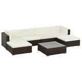 vidaXL 7-Piece Lounge Set with Cushions Poly Rattan Black