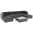 vidaXL 7-Piece Lounge Set with Cushions Poly Rattan Black