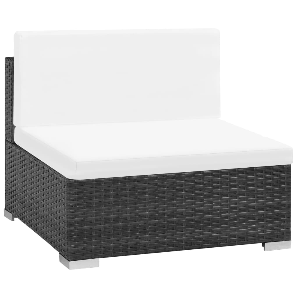 vidaXL 7-delige Loungeset met kussens poly rattan zwart