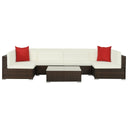vidaXL 7-delige Loungeset met kussens poly rattan zwart