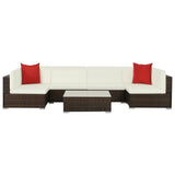 vidaXL 7-delige Loungeset met kussens poly rattan zwart