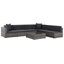 vidaXL 7-delige Loungeset met kussens poly rattan zwart