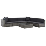 vidaXL 7-delige Loungeset met kussens poly rattan zwart