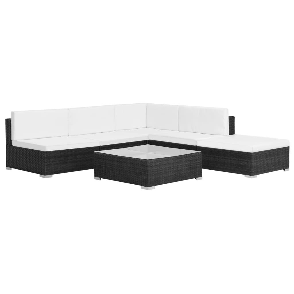 vidaXL 6-piece Lounge Set with Cushions Poly Rattan Black
