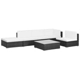 vidaXL 6-piece Lounge Set with Cushions Poly Rattan Black