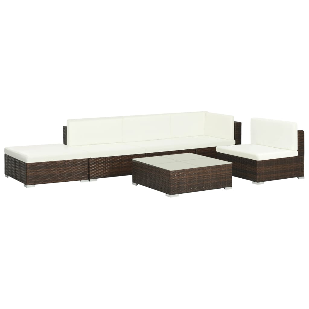 vidaXL 6-piece Lounge Set with Cushions Poly Rattan Black