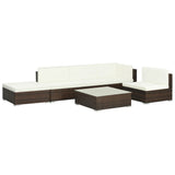 vidaXL 6-piece Lounge Set with Cushions Poly Rattan Black