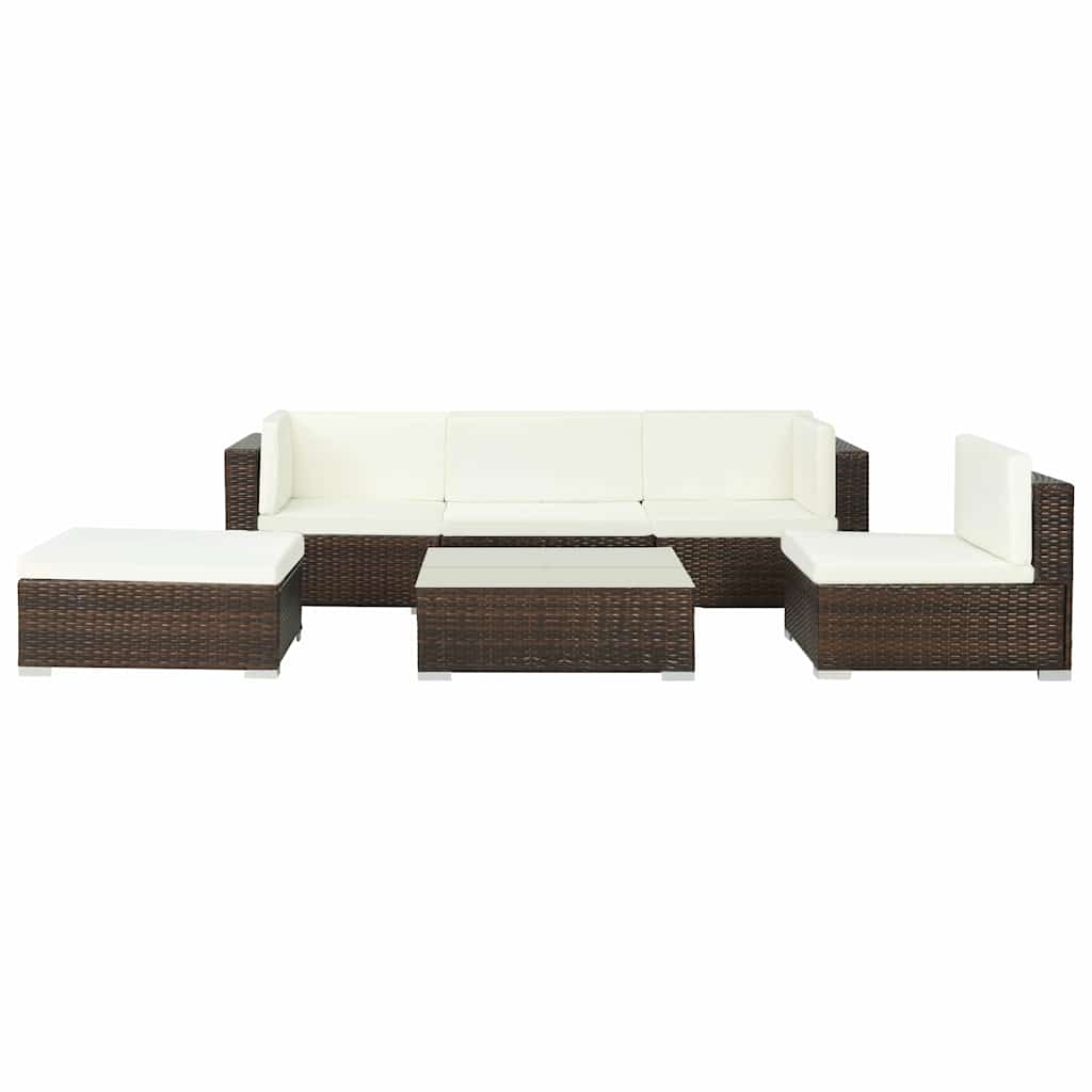 vidaXL 6-piece Lounge Set with Cushions Poly Rattan Brown