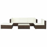 vidaXL 6-piece Lounge Set with Cushions Poly Rattan Brown