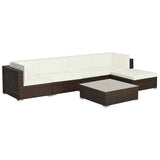 vidaXL 6-piece Lounge Set with Cushions Poly Rattan Brown