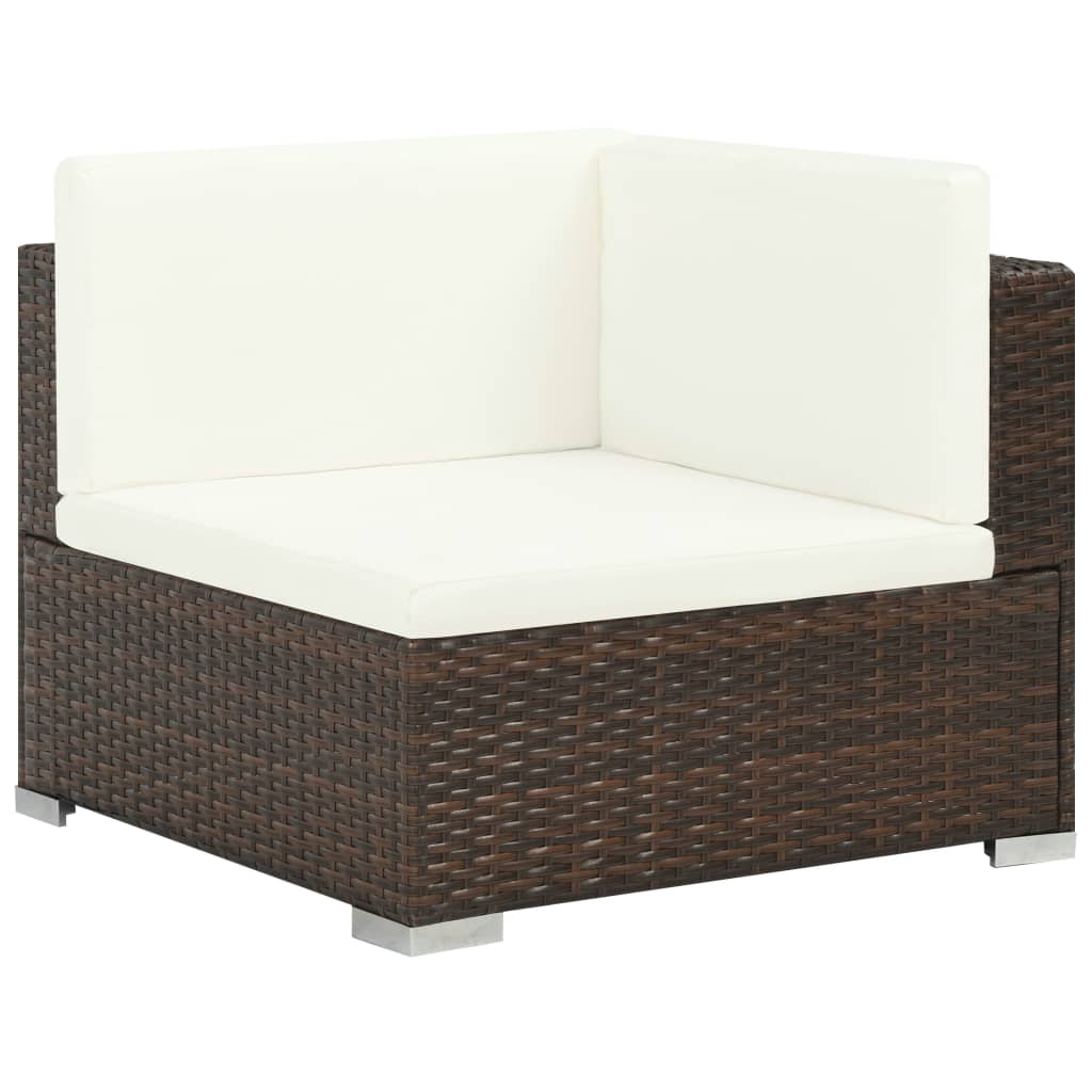 vidaXL 6-piece Lounge Set with Cushions Poly Rattan Brown