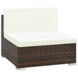 vidaXL 6-piece Lounge Set with Cushions Poly Rattan Brown