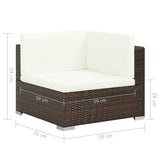 vidaXL 6-piece Lounge Set with Cushions Poly Rattan Brown
