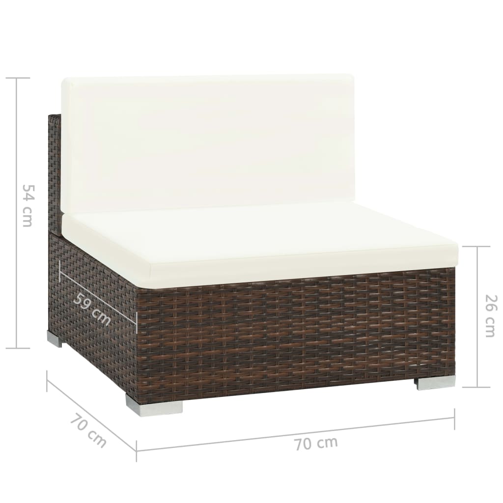 vidaXL 6-piece Lounge Set with Cushions Poly Rattan Brown