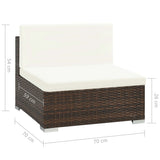 vidaXL 6-piece Lounge Set with Cushions Poly Rattan Brown